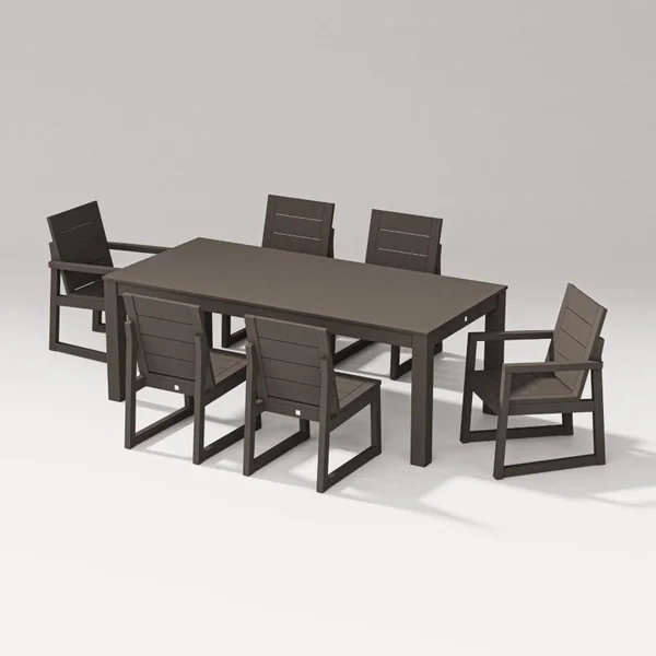 Elevate 7 Pc Parsons Table Dining Set in Vintage Coffee By PW Designer Series