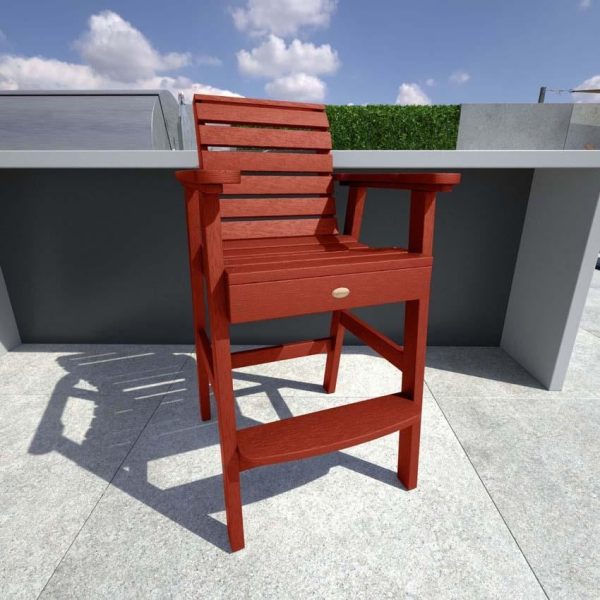Elm Pointe Recycled Plastic Bar Stool in Rustic Red by Lakeview Outdoor Designs
