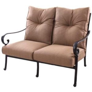 Santa Anita 2 Person Cast Aluminum Loveseat in Antique Bronze/Sesame by Darlee
