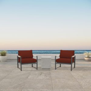 Avenue Bay  3 Pc Aluminum Seating Set in Slate/Canvas Henna by Lakeview Outdoor Designs