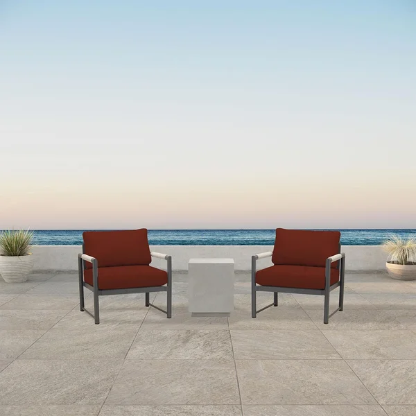 Avenue Bay 3 Pc Aluminum Seating Set in Slate/Canvas Henna by Lakeview Outdoor Designs