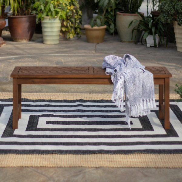 Wishlake 53 Inch Acacia Bench in Dark Brown by Ultimate Patio