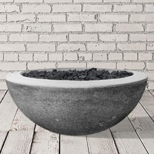Valley Bay 29 Inch Round GFRC Natural Gas Fire & Water Bowl in Natural Concrete by Lakeview Outdoor Designs