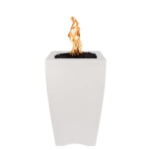 Baston 20 Inch Square GFRC Propane Fire Pit w/ Glow Plug in Limestone by The Outdoor Plus