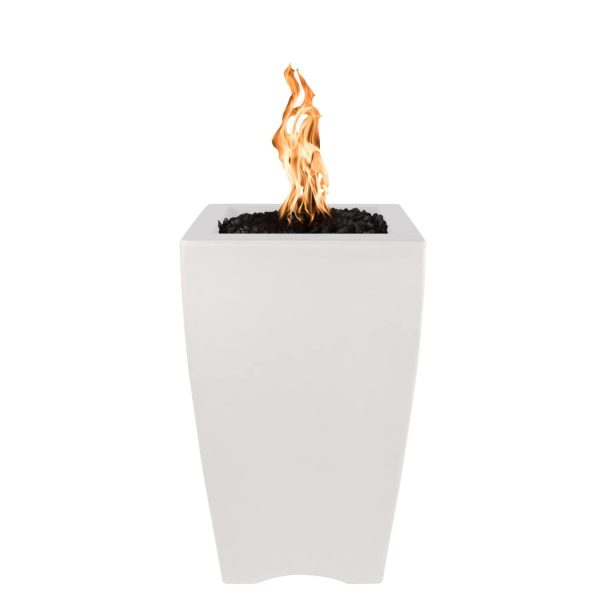 Baston 20 Inch Square GFRC Propane Fire Pit w/ Glow Plug in Limestone by The Outdoor Plus