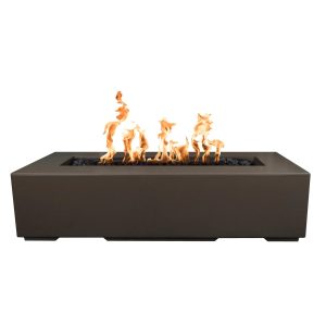 Regal 48 Inch Rectangular GFRC Propane Fire Pit in Chocolate by The Outdoor Plus
