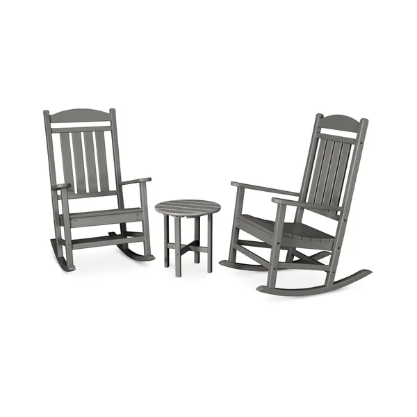 Presidential 3 Pc Recycled Plastic Seating Set in Slate Gray by POLYWOOD