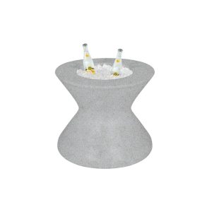 Signature 22 Inch Round Polyresin End Table w/ Ice Bucket & Split Lid w/ Hole in White by Ledge Lounger