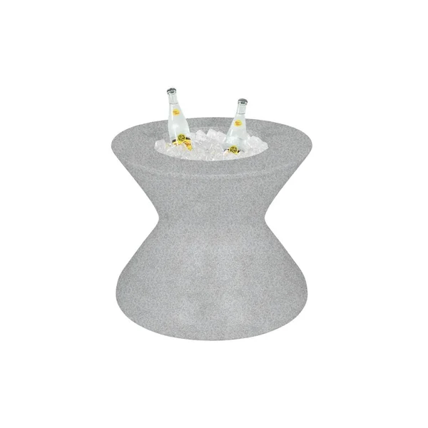 Signature 22 Inch Round Polyresin End Table w/ Ice Bucket & Split Lid w/ Hole in White by Ledge Lounger