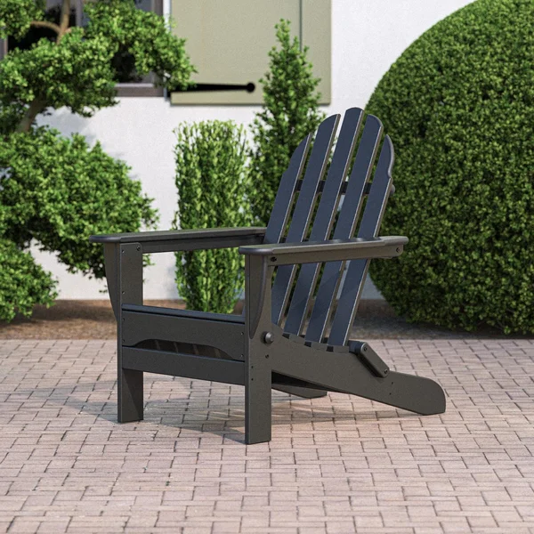 Classic Adirondack Recycled Plastic Folding Adirondack in Black by POLYWOOD