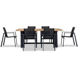Spring Bay 7 Pc Reclaimed Teak Dining Set in Black by Lakeview Outdoor Designs