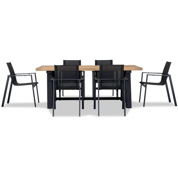Spring Bay 7 Pc Reclaimed Teak Dining Set in Black by Lakeview Outdoor Designs