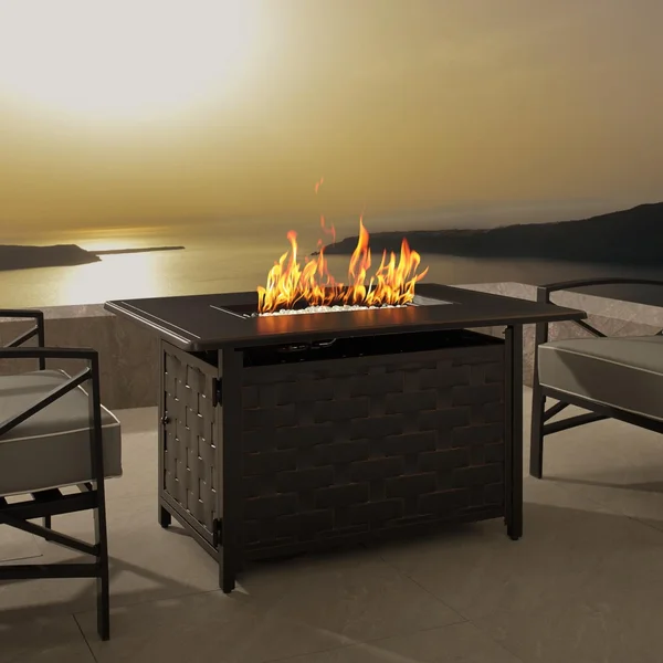 Magnolia Way 44 Inch Rectangular Aluminum Propane Fire Pit Table in Antique Bronze by Ultimate Patio