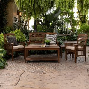 5 Pc Acacia Seating Set in Dark Brown Off-White by Ultimate Patio