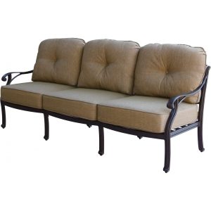 Nassau 3 Person Cast Aluminum Sofa in Antique Bronze/Sesame by Darlee