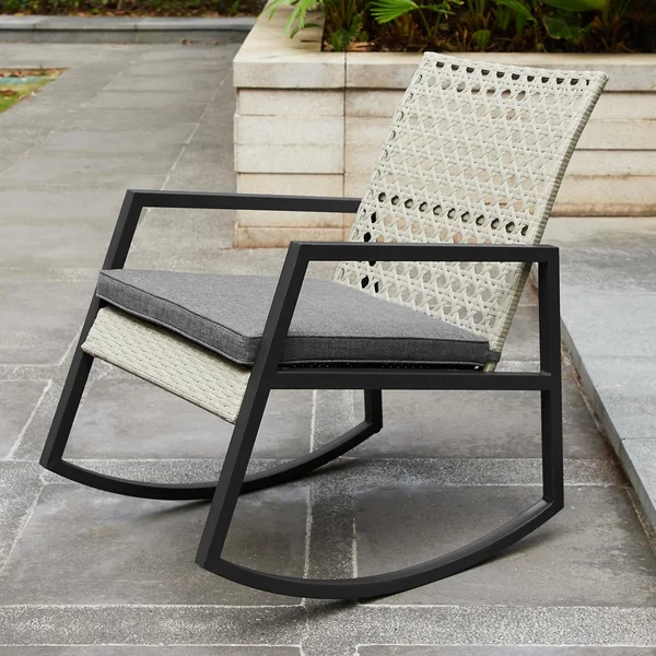 Pointebell Steel Rocking Chair in Gray/Gray by Ultimate Patio
