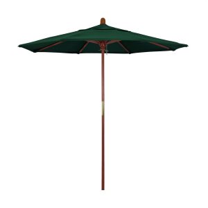 California Umbrella 7.5 Ft. Octagonal Hardwood Patio Umbrella W/ Push Lift & Hardwood Ribs - Olefin Hunter Green Canopy