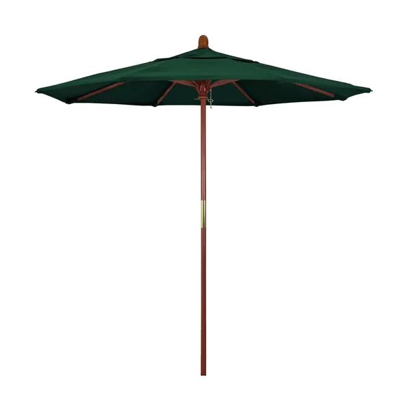 California Umbrella 7.5 Ft. Octagonal Hardwood Patio Umbrella W/ Push Lift & Hardwood Ribs - Olefin Hunter Green Canopy