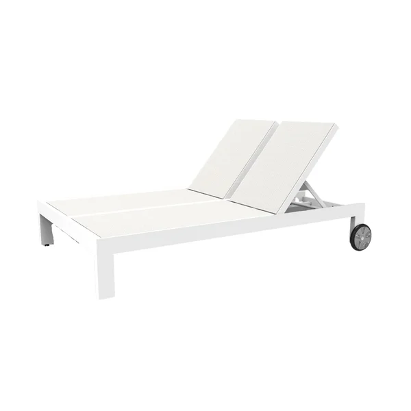 Newport Aluminum Armless Double Chaise Lounge in Frost/Frost by Sunset West