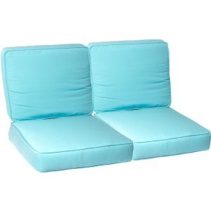 Sunbrella Canvas Glacier 4 Piece Large Outdoor Replacement Loveseat Cushion Set W/ Piping By BBQGuys Signature