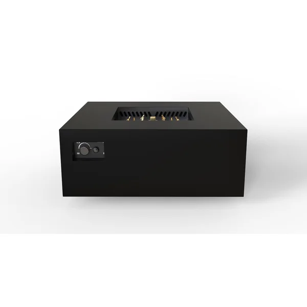 AON 40 Inch Square Powder Coated Steel Propane Fire Pit Table in Black by Warming Trends