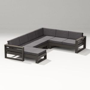 Latitude 5 Person Sectional Sofa in Vintage Coffee/Ash Charcoal By PW Designer Series