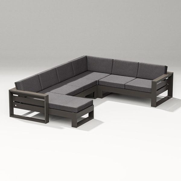 Latitude 5 Person Sectional Sofa in Vintage Coffee/Ash Charcoal By PW Designer Series