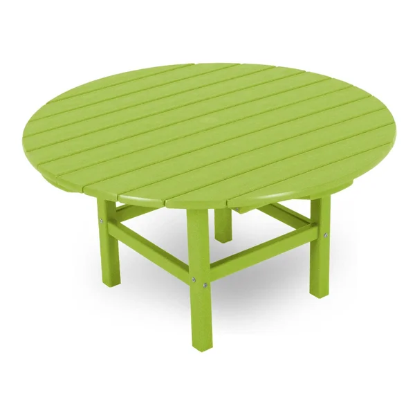 38 Inch Round Recycled Plastic Coffee Table in Lime by POLYWOOD