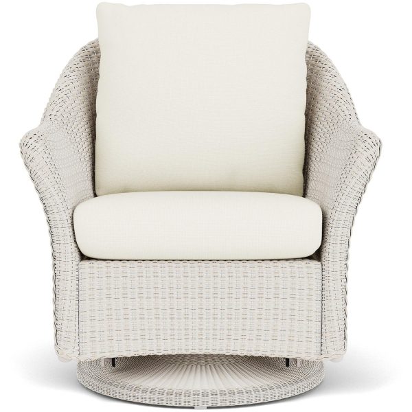 Weekend Retreat Lloyd Loom Swivel Glider Club Chair in Antique White/Sailcloth Salt by Lloyd Flanders