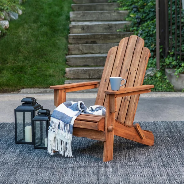 Acacia Folding Adirondack in Brown/ by Ultimate Patio