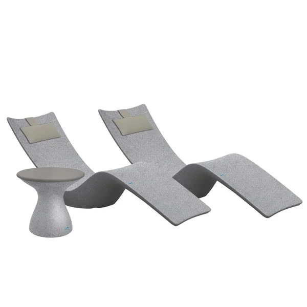 Autograph 3 Pc Set Polyresin Chaise Lounge Set in Granite Gray/Gray w/ Cadet Gray Pillow by Ledge Lounger