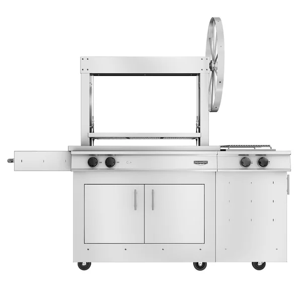 Kalamazoo K750GS Gaucho Wood-Burning Freestanding Bulk Propane Grill W/ Side Burner, Two Meat & One Plancha Grill Surface Grates