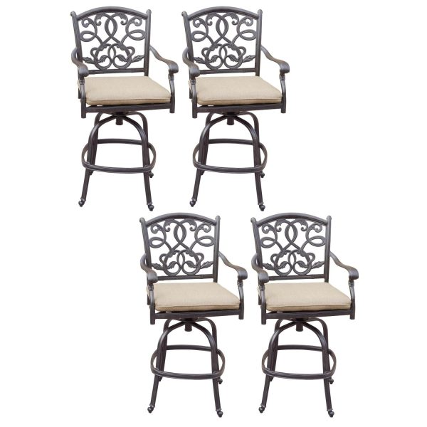 Santa Monica Cast Aluminum 4 Pc Set Swivel Counter Height Bar Stool Set in Antique Bronze/Sesame by Darlee