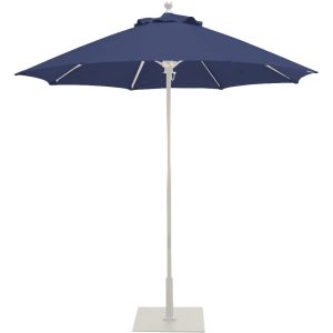 Galtech 7.5 Ft. Octagonal Aluminum Patio Market Umbrella W/ Push Lift - White Frame W/ Sunbrella Canvas Navy Canopy