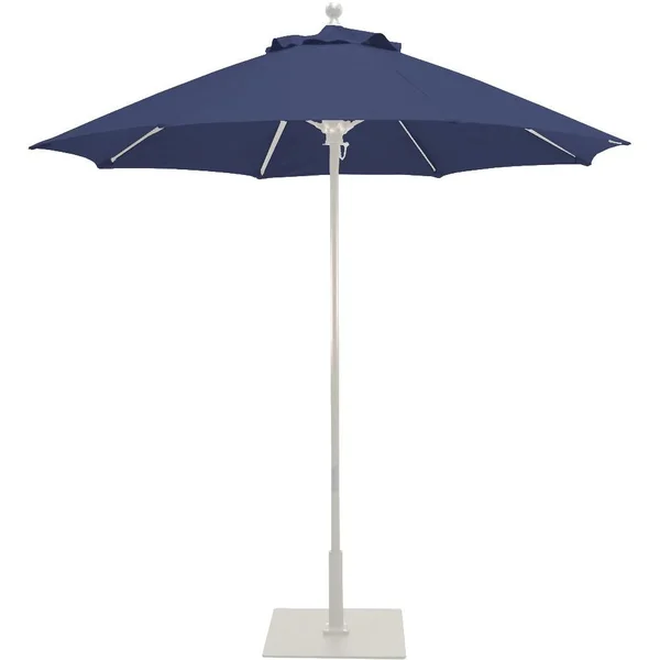 Galtech 7.5 Ft. Octagonal Aluminum Patio Market Umbrella W/ Push Lift - White Frame W/ Sunbrella Canvas Navy Canopy