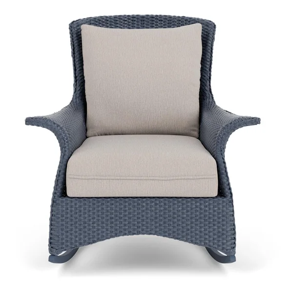 Mandalay Lloyd Loom Rocking Club Chair in Denim Blue/Remy Cloud by Lloyd Flanders