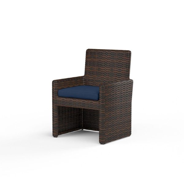 Montecito Wicker Patio Dining Chair in Spectrum Indigo w/ Self Welt By Sunset West
