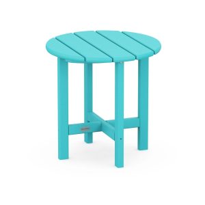 18 Inch Round Recycled Plastic End Table in Aruba by POLYWOOD