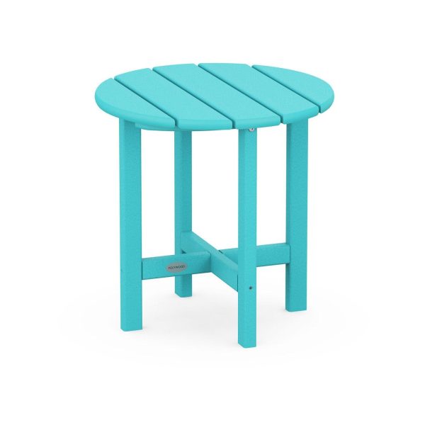 18 Inch Round Recycled Plastic End Table in Aruba by POLYWOOD