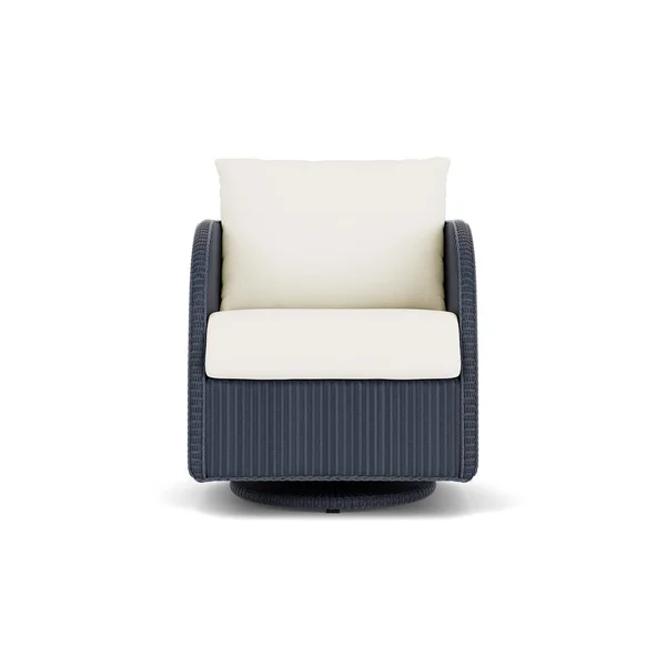 Essence Lloyd Loom Swivel Glider Club Chair in Denim Blue/Sailcloth Salt by Lloyd Flanders