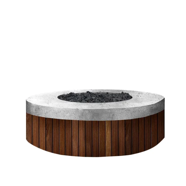 Willowlake 48 Inch Round GFRC Natural Gas Fire Pit in Pewter by Lakeview Outdoor Designs