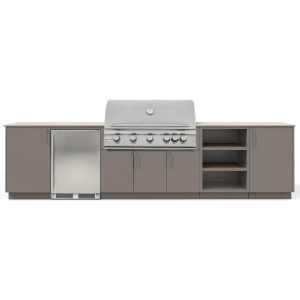 Urban Bonfire Taiga 40 Outdoor Kitchen w/ Blaze LTE Propane Grill, Refrigerator, Danae Dekton Countertop & Clay Finish - B-Taiga-40-Blaze-Danae-Clay