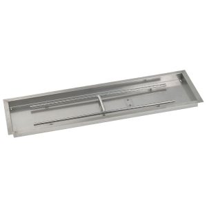 BBQGuys Signature 48 X 14-Inch Stainless Steel Rectangular Drop-In Pan W/ Built-In Natural Gas H-Burner - SS-AFPP-48