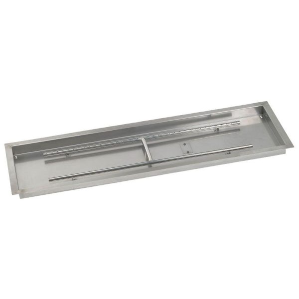 BBQGuys Signature 48 X 14-Inch Stainless Steel Rectangular Drop-In Pan W/ Built-In Natural Gas H-Burner - SS-AFPP-48