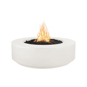 Florence 42 Inch Round GFRC Natural Gas Fire Pit w/ Glow Plug in Limestone by The Outdoor Plus
