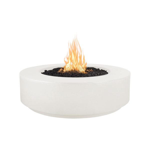 Florence 42 Inch Round GFRC Natural Gas Fire Pit w/ Glow Plug in Limestone by The Outdoor Plus