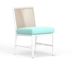 Sabbia Aluminum Armless Dining Chair in Dupione Celeste w/ No Welt By Sunset West