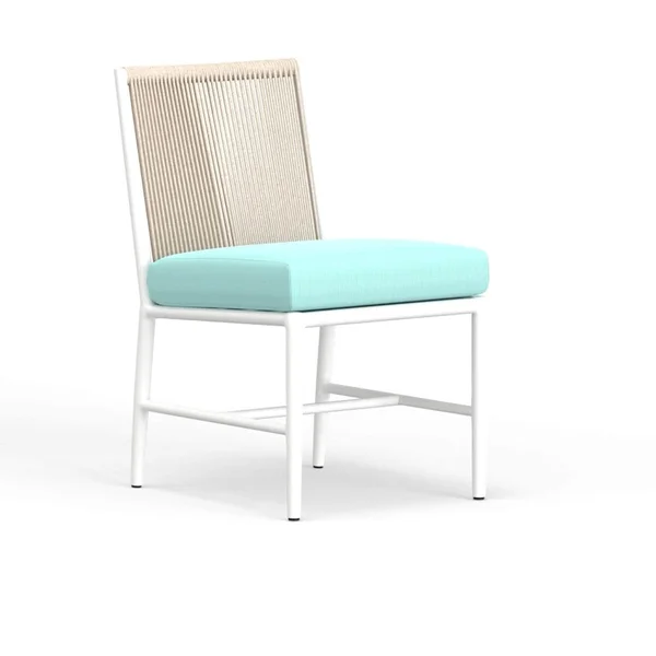 Sabbia Aluminum Armless Dining Chair in Dupione Celeste w/ No Welt By Sunset West