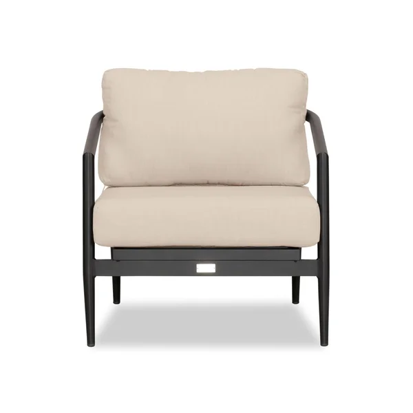 Midnight Cove Aluminum Club Chair in Black/Canvas Flax by Lakeview Outdoor Designs