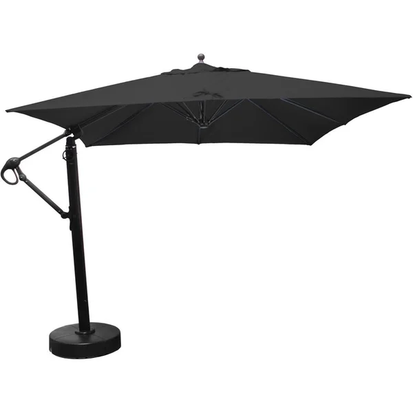 Galtech 10 X 10 Ft. Square Aluminum Patio Cantilever Umbrella W/ Easy Lift And Easy Tilt Wheel - Black Frame W/ Sunbrella Canvas Black Canopy